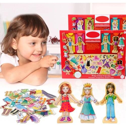 63PCS Magnetic Girl Changed Clothes Safe Cute Dress Up Puzzle Toy DIY Educational Toys For Children