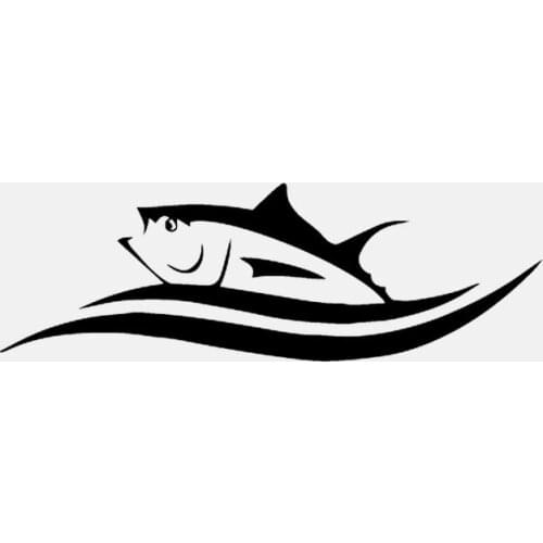 Car Stickers Beautiful PVC Decal Cartoon Fish Tuna Wave Car Decoration Accessories Sticker Cover Scratch Black/white, 17cm*6cm