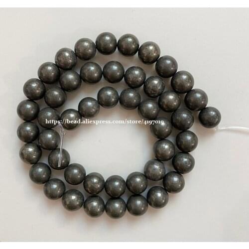 Free Shipping Natural Stone Iron Pyrite Round Loose Beads Pick Size for handmade Jewelry Making