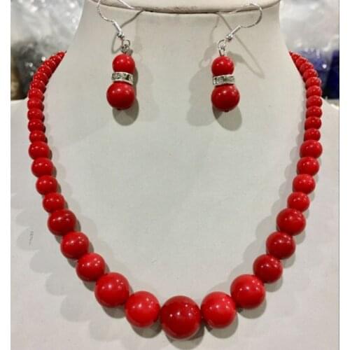 LARGE 6-14MM SOUTH SEA RED SHELL PEARL NECKLACE Earrings SET AAA