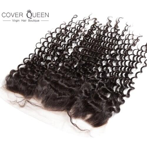 Brazilian Deep Wave Frontal 13x4 Lace Frontal 100% Remy Curly Human Hair Lace Closure Ear To Ear Lace Frontal With Baby Hair