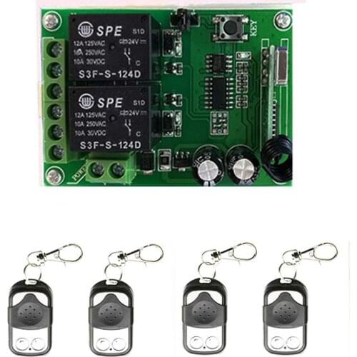 DC24V 2CH Radio Controller RF Wireless Push Remote Control Switch Transmitter+Receiver light /lamp/ window/Garage Doors shutters
