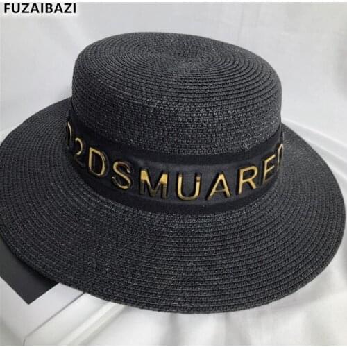 FUZAIBAZI Trend Summer Sun-Protection Letter Bucket Hats For Womens Panama Ladies Cap Leisure Party Sombreros Sunhat Casquette