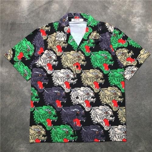 2020 High New Novelty Full Angry wolf Fashion Shirts Shirt Hip Hop Skateboard Cotton Polo Top Tee #G40