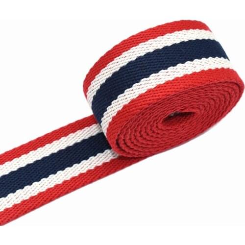 36mm Blue Red Cotton Belt Striated Webbing Bag Webbing Belt Knapsack Strapping Bag Crafts Accessories by the yard for Bag Strap