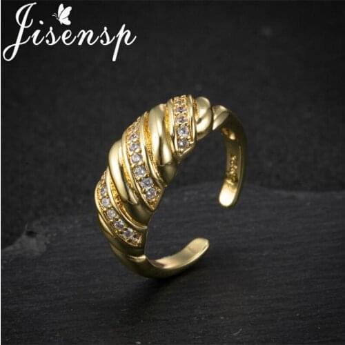 Jisensp New Trendy Rhinestone Bread Shape Simple Design Irregular Geometric Finger Rings Fashion Jewelry for Women Lady Girls