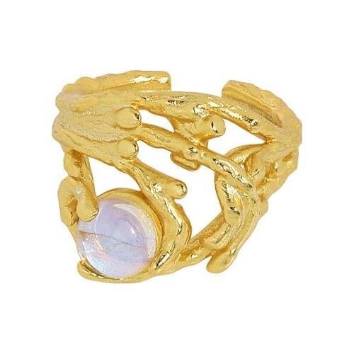 INS Authentic S925 Sterling Silver FINE Jewelry Irregular Hollow gems Ring Wider adjust C-JT614