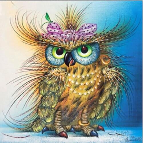 Brown hair owl picture 3D diy FULL diamond painting cross stitch kits 5d diamond painting