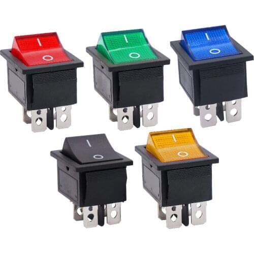 16Amp AC125V~250V DPST 4 Pins 2 Position On/Off Rocker Switch LED Light Illuminated