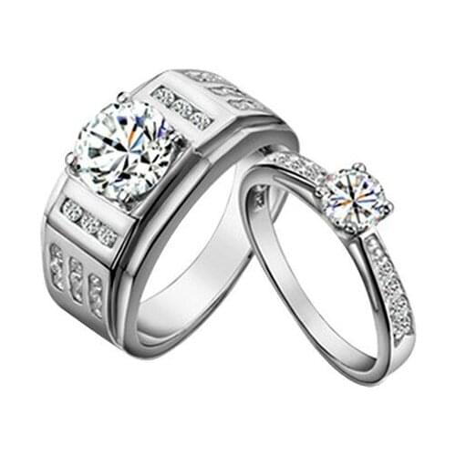 Love Imprint 1.45Ct Classic Jewelry 925 Sterling Silver Ring Lover Couple Wedding Promise Ring Valentine Day gift