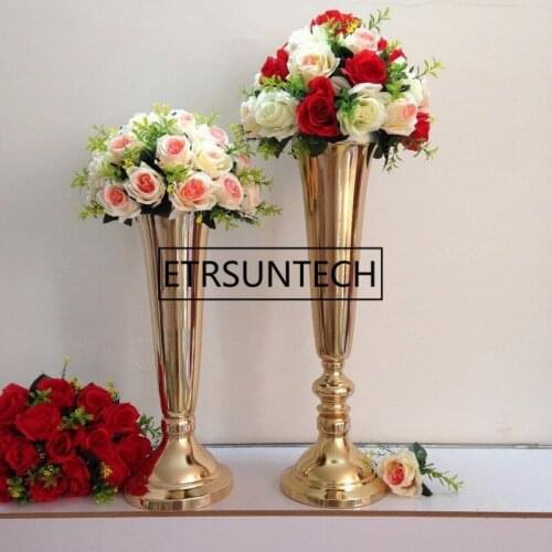 50cm 60cm Metal Vase Gold Table Wedding Centerpiece Event Road Lead Flower Rack For Home Decoration 10 PCS/ Lot