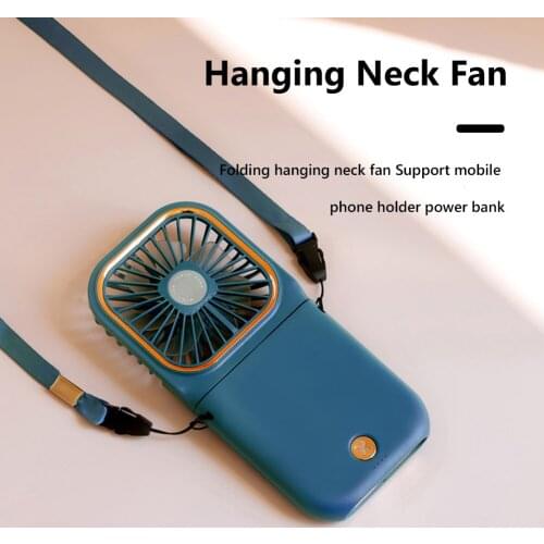 Mini Neck Fans USB Rechargeable Handheld Adjustable Desktop Fan Multi-function Power Bank Phone Holder for Office School Outdoor