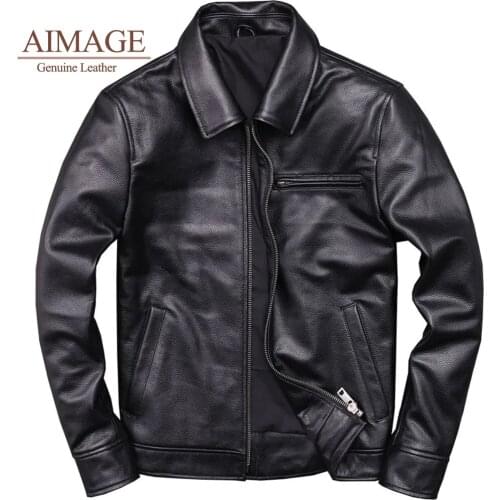Genuine leather jacket for men 100% real natural leather coat Classic casual style cowhide jacket vintage quality biker leather