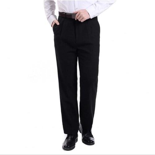 Men Autumn Warm Casual Long Trousers with Zipper Pockets Slim Suit Pants