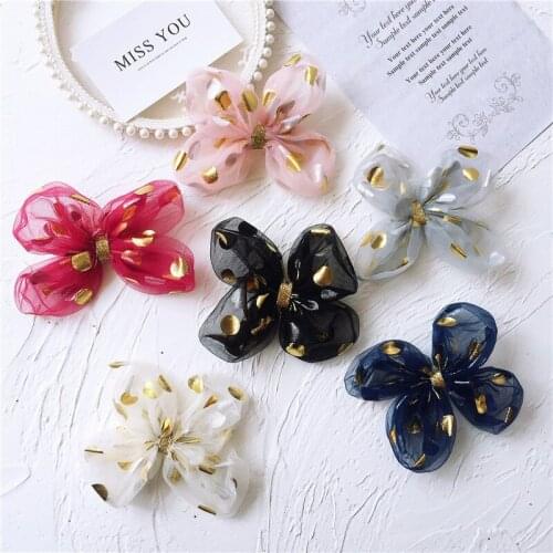 8pcs/lot 11*8cm DIY Handmade Gilt polka dot bow clover Padded Patches Appliques For Clothes DIY Hair Decoration