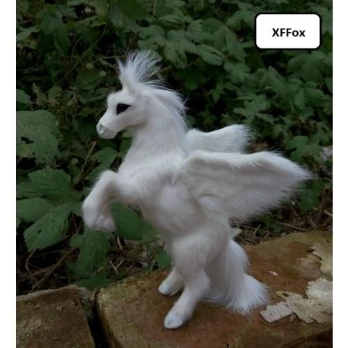 New real life white horse model plastic&furs simulation wings horse doll gift about 17x12cm xf972