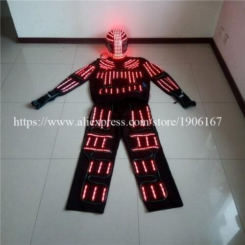 Newest Colorful LED Luminous Robot Suit Flashing Stage Performance Costumes Illuminated RGB Led Light Ballroom Dance Clothes