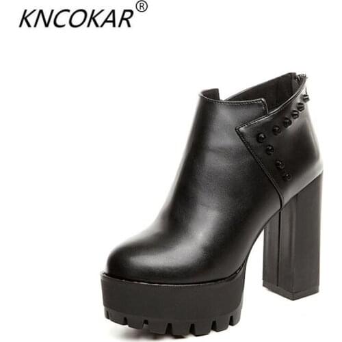 Autumn new fund high-heeled waterproof Martin boots and thick with pointed boots cortex Europe and the United States