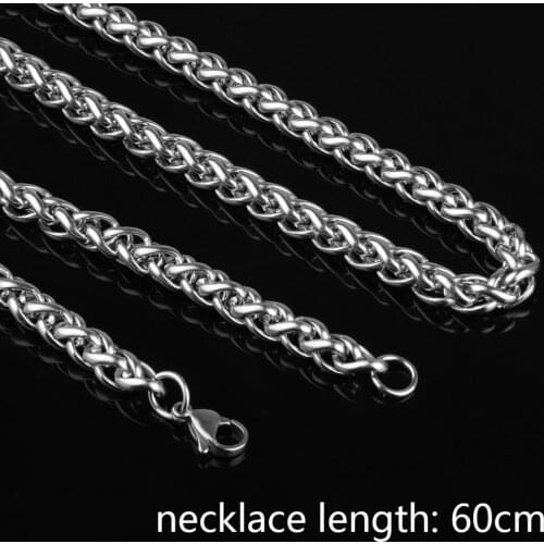 Silver Color Stainless Steel Necklace Lobster Claw Buckle Charm Punk Rock Curb Cuban Link Chain Accessories For Men