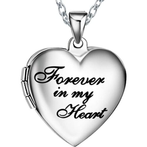 Stainless Steel Heart Forever In My Heart Photo Picture Memory Frame Locket Pendant Necklace Jewelry Gifts For Lover Dropship