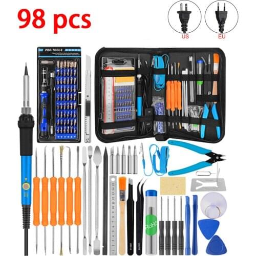 98pcs electric soldering iron set temperature adjustable soldering iron with hand screwdriver kit mobile computer repair tools