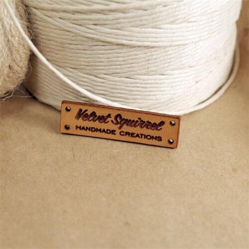 Custom Leather Labels, Personalized Logo Labels Tags, Leather Tags for Knitting - medium 4 holes I