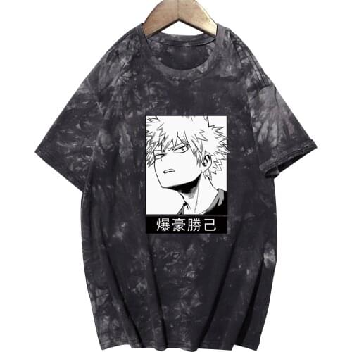 Casual Tee Shirts Katsuki Bakugo Anime Top Cartoon Print Loose Unisex