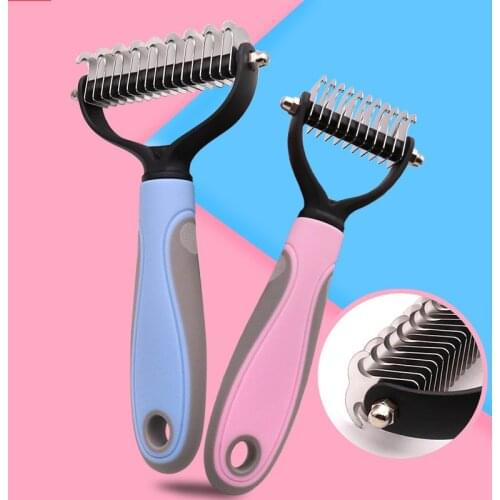 Pet Dog Cat Hair Removal Comb Brush Trimmer Double Sides Cini Furmines Deshedding Grooming Tool For matted Long Hair Curly Pet