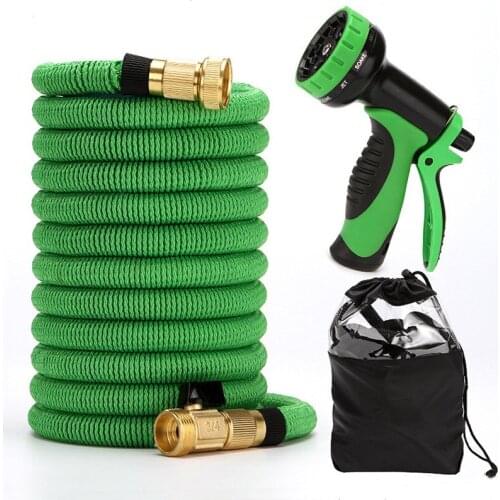 Expandable Garden Hose Flexible Water Hose with 10 Pattern Spray Nozzle 9 Layer Latex Core Lightweight Retractable Pipe