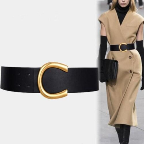 Fashion Women Belts 5.5cm Wide High Quality Pu Leather Waist Belt Female Coat Accessories Belt Casual Luxury Retro Waistband
