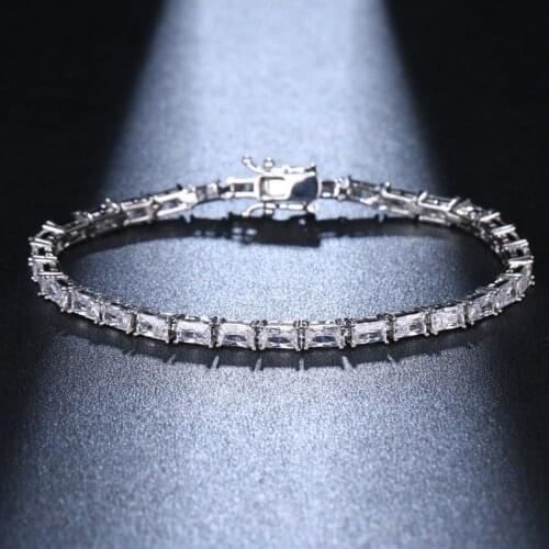 ORZTOON Retro Luxury Silver Color Bracelets for Women Fashion Inlaid Rectangular Square Zircon Bracelet Trendy Female Jewelry