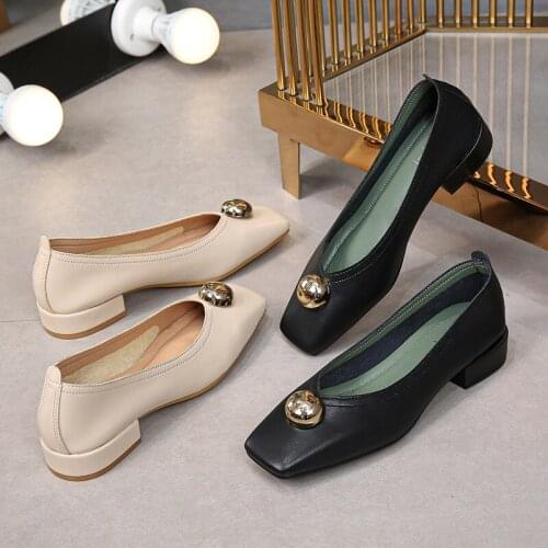 Metal Decoration square toe grandma shoes women moccasins sneakers shallow slip on flats woman low heels loafers plus size 34-43
