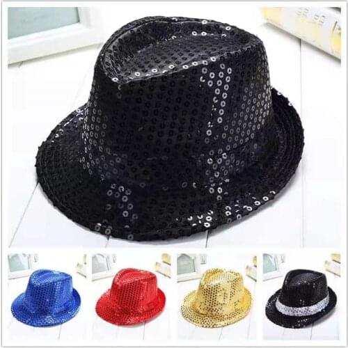 Child Adult Hat Cosplay Cap Hip Hop Michael Jackson Party Funny Anime Sequins Jazz Top Performance Dance Toddler Childrens Day