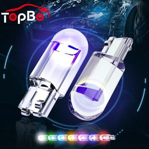 10Pcs T10 W5W Glass Housing Car LED Bulb 6000K Super Bright White Blue Yellow Wedge License Plate Lamp Dome Small Light Bulbs