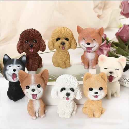 Car Ornaments Natural Resin Simulation Shaking Head Puppy Cute Doll Car Decoration Car Furnishing Articles Car Interior Accessor