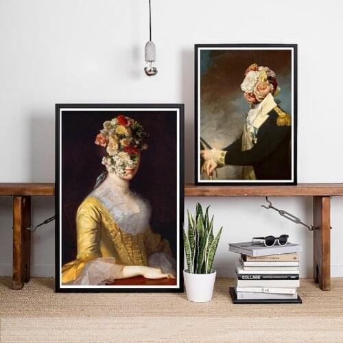 Vintage Oil Painting Figure Portrait Canvas Picture Abstract Home Room Decor Posters and Prints for Living Room Frameless