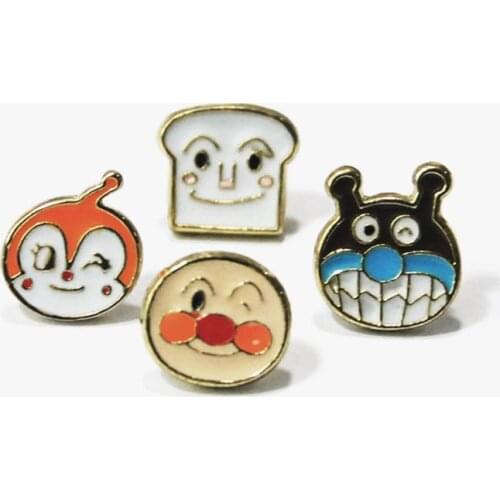 1Set/4PCS Anpanman Fashion Anime Cartoon Earring Animal Stud Earrings Women Girls Kids Jewelry New Gift
