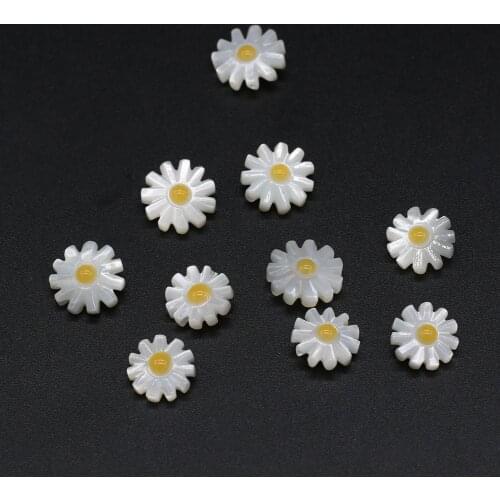 10Pcs Natural Sea Shell Sunflower Beads Daisy Mother of Pearl Shell Loose Beads Charms for DIY Earring Bracelet Making Jewelry