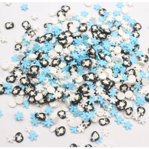 100g/Lot Polymer Clay Mixture Penguin Snowflake Sprinkles for Christmas and Mobile Decoration DIY Crafts Filler Accessories