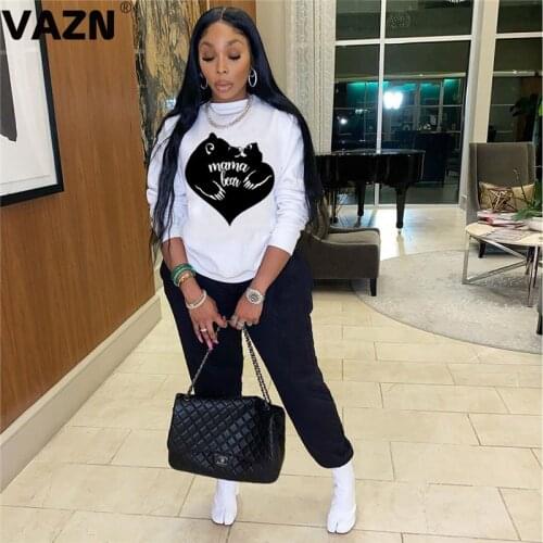 VAZN 2020 Casual Daily Baggy Letter Print Sport Running Sexy Clothing High Street Set Holiday Women Young Energetic Set