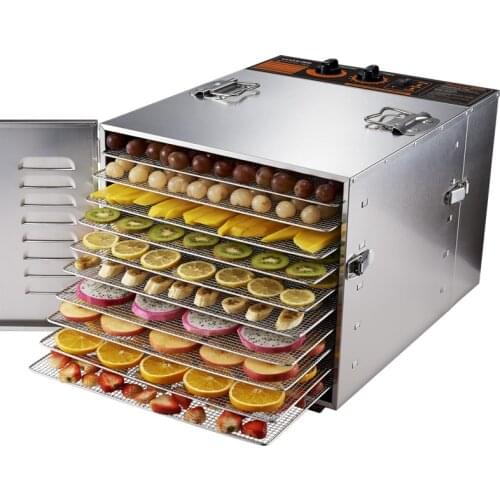 220V 10 Tiers Commercial Stainless Steel Fruit Dehydrator Machine Fruit Vegetable Meat Herbal Tea Fish Dryer Food Processor