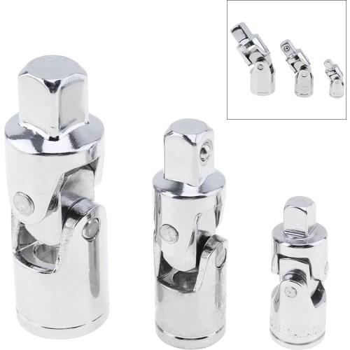 3pcs Impact Universal Joint Socket Wrench Set 1/4-Inch 3/8-Inch 1/2-Inch Drive Cr-V Universal Joint Set Sockets Adapter Ratchet