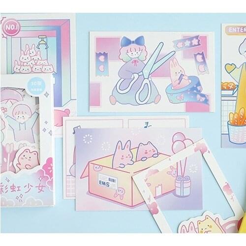 30pcs Pink Girl Pink World Multi-use As Scrapbooking Party Invitation DIY Decoration Gift Card Message Card Postcard