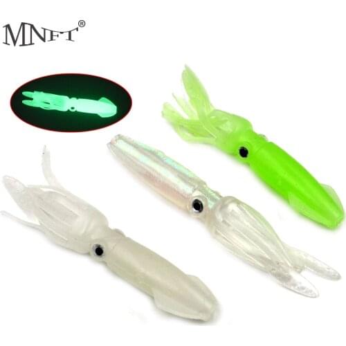 MNFT 6Pcs Fishing Lures Squid Luminous Baits Saltwater Sea Fishing Soft Lure Bait
