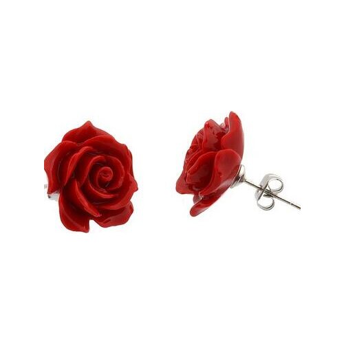 AAA+ natural Jewelry 12mm Coral Red Rose Flower 925 Sterling Earring big earringsWomen Party