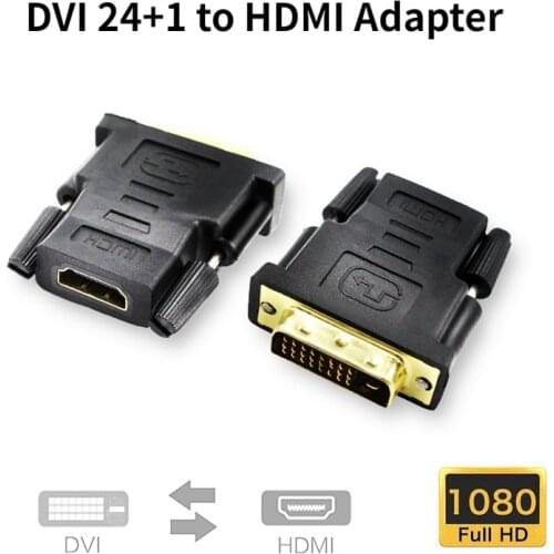 DVI 24+1 to HDMI Adapter 24K Gold Plated Plug Male to Female DVI to HDMI Cable Converter 1080P For HDTV Projector Monitor