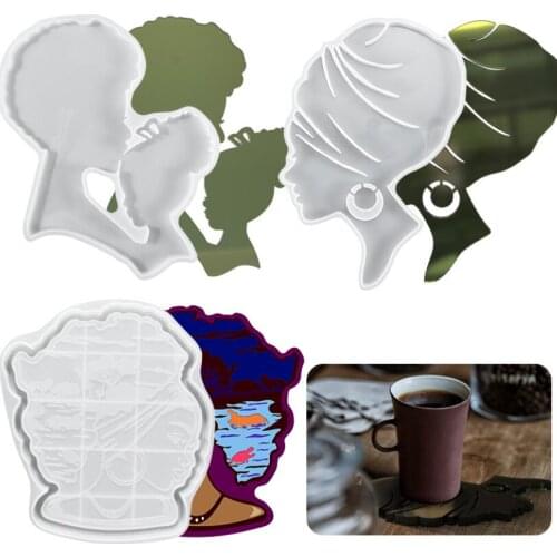 Afro Female Rolling Tray Crystal Epoxy Resin Mold African Goddess Fruit Plate Silicone Mould DIY Crafts Jewelry Casting Tools