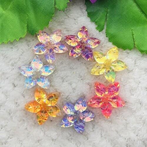 DIY 20pcs Mix AB18mm Resin 3d Flower Flatback Rhinestone Wedding Buttons Crafts