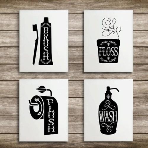 Bathroom Canvas Wall Decor Wall Art Paintings Black and White Photo Framed Prints Posters Pictures Frame Home Decoration