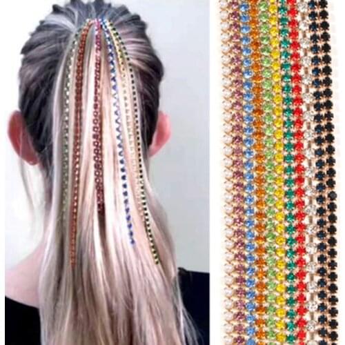 Fashion Barrettes Chaine New Wig Extension Chain Rhinestone Plated Fringe Hair Chains Headdress Chain Clips Temperament Female